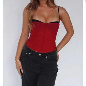 White Fox Boutique Red and Black Tank Top